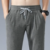 Ультратонкие тонкие дышащие штаны, шелковая летняя одежда для отдыха, из хлопка и льна, свободный прямой крой