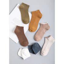 Thin comfort Breathable Sweat-absorbing Deodorant Light Mouth Boat Socks Earth Color male and female short cylinder genuine silk cotton socks