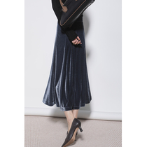 Retro Port Wind High Waist Multiple Elegance Micro Fish Tail Imported God Fairy Velvet Half Body Dress