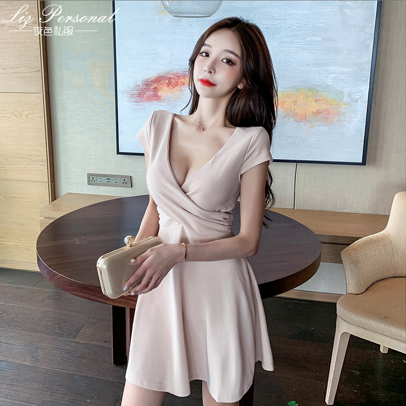 Nightclub Dress 2026 New Sexy Slimming A-Line Low-Cut Women's Clothing Nightclub Work Clothes Uniform