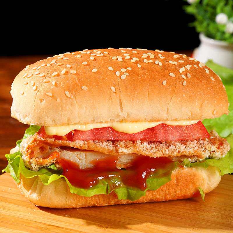 Dr. Fort Rectangular Hamburger Embryo Hamburger Bread Embryo Home Pack Plate Burger Skin Breakfast