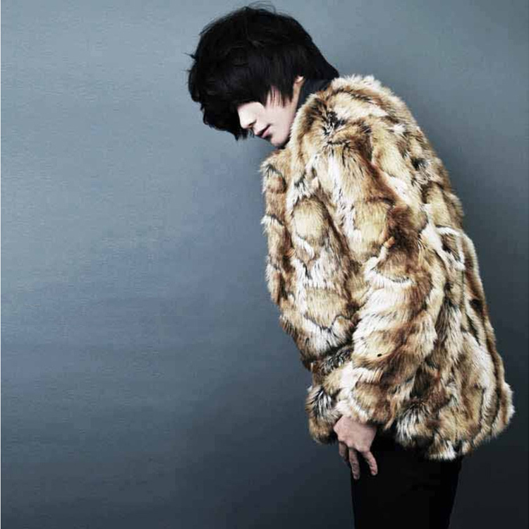 Men's Autumn and Winter Clothing, Men's Fur Coat, Fashionable Retro Leopard Print Coat, Imitation Mink Fur, Mid-Length, Casual and Fashionable