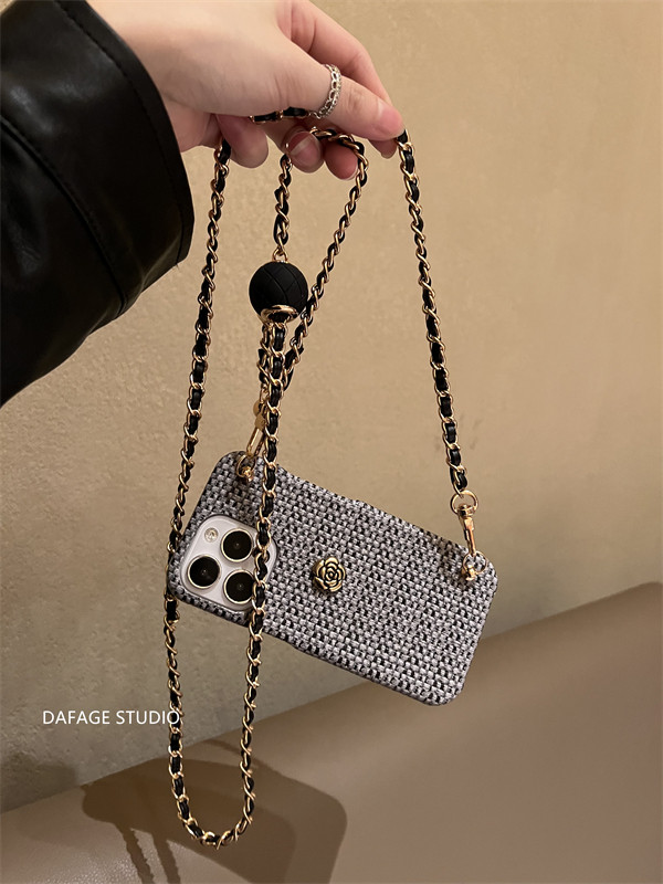 Camellia Golden Ball Crossbody Phone Case For Iphone Shockproof_voghion.com