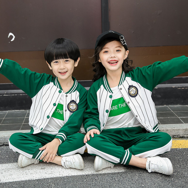 Primary school uniforms spring and autumn new children's class clothes pure cotton three-piece kindergarten garden clothes autumn sports suit