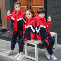 Kindergarten garden clothes autumn and winter clothes new thickened childrens clothing golden mink velvet three-piece class clothes primary school school uniforms