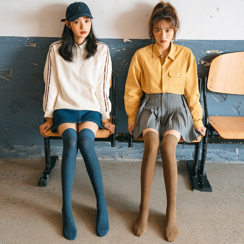 秋冬过膝袜子女日系高筒袜-秒客网