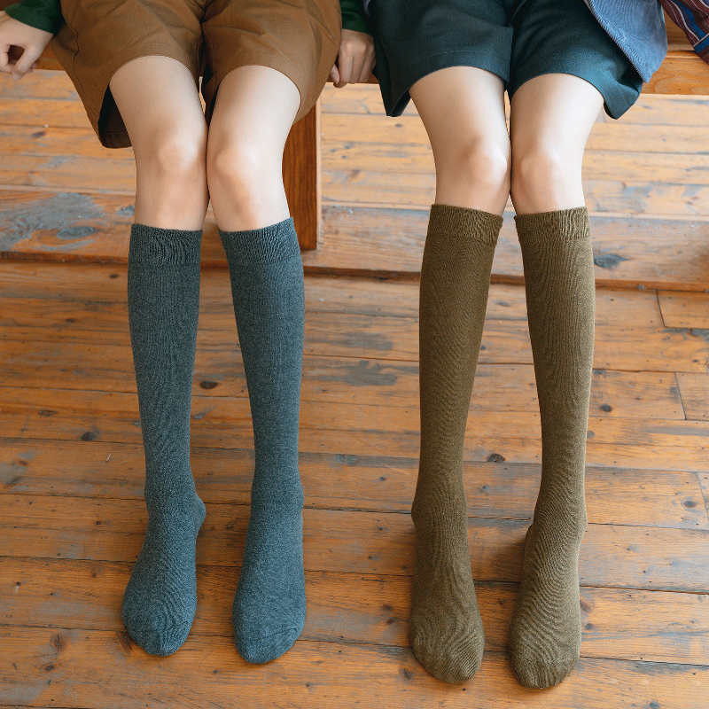 长袜子女黑色长筒袜秋冬季小腿袜压力显瘦高筒纯棉中筒袜过膝半筒