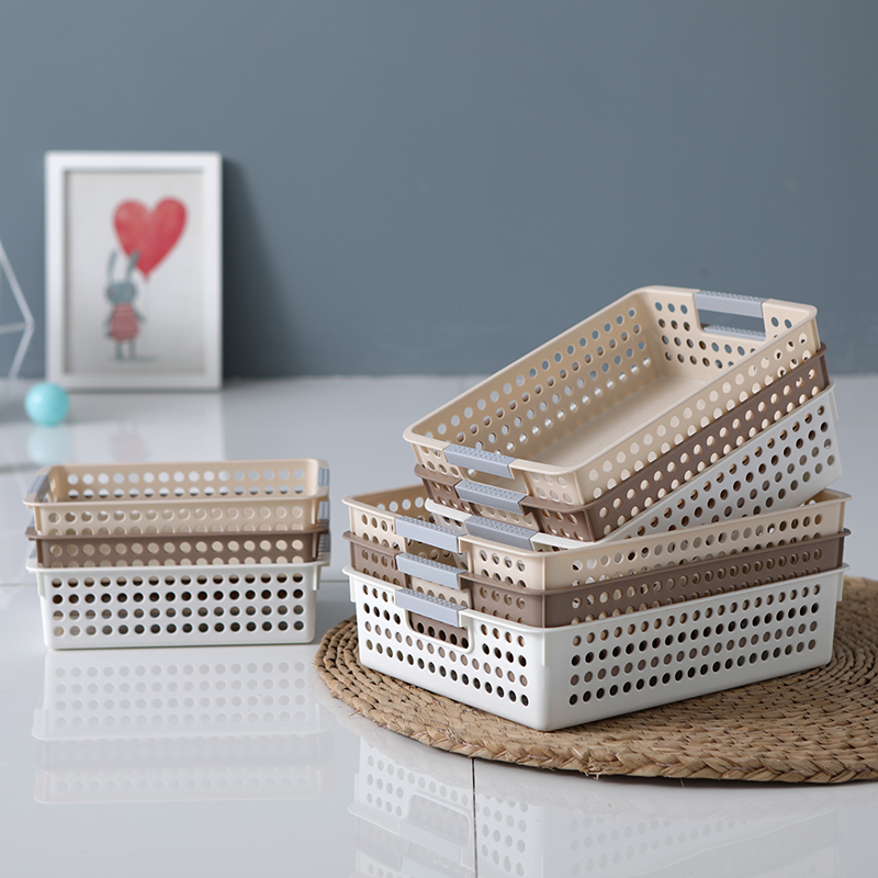 Plastic rectangular containing basket Kitchen Desktop Basket Bathroom Bathing Basket Carry-on basket Nursery Containing Basket