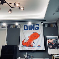 ins hanging cloth red dinosaur small fresh background cloth Bedroom dormitory layout Bed and breakfast literature and art Korea photo photography