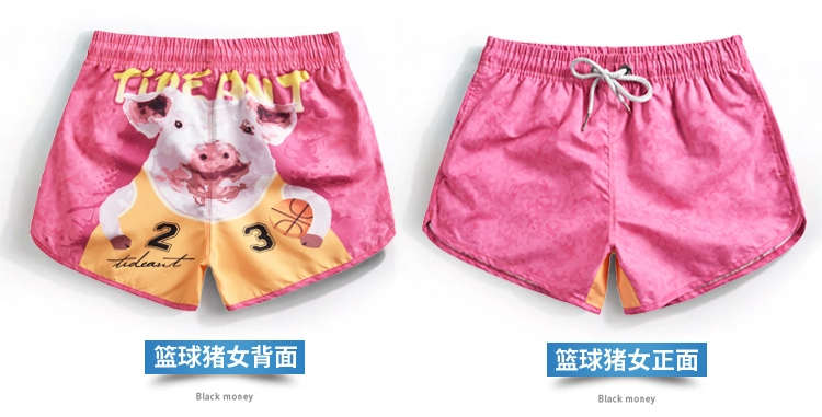 Xu hướng thả lỏng nhanh chóng quần lợn bãi biển nam đôi kỳ nghỉ bên bờ biển phim hoạt hình quần short kích thước lớn suối nước nóng quần bơi thùng - Quần bãi biển quần short đi biển nữ
