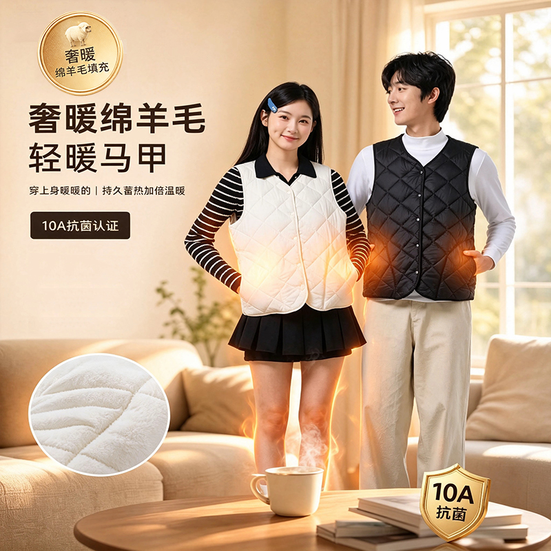 Yu Zhaolin's Unisex Tech Three-Proof Sheep Wool Lightweight Warm Vest Yu Zhaolin's Unisex Tech Three-Proof Sheep Wool Lightweight Warm Vest