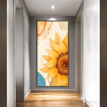 Entrance to the family Xuanguan Decorative Painting Vertical version Corridor Hallway Aisle Painting Modern Light Extravagant Crystal Porcelain Painting Sunflower flower Living room frescoes