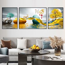Modern decoration painting New Chinese style Wind landscape scenic painting sofa Background Triple painting hanging painters and rich combined murals