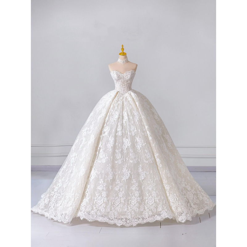 Strapless Light Wedding Dress for Brides 2026 New Luxury High-End Custom Lace Trailing Gown for Petite Figures Strapless Light Wedding Dress for Brides 2026 New Luxury High-End Custom Lace Trailing Gown for Petite Figures