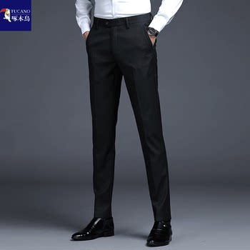 Woodpecker slim straight spring and autumn thick business trousers