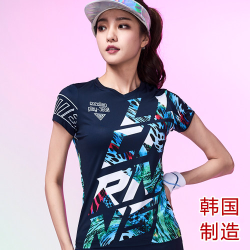 Korea imports badminton clothes ; female round - sleeve short - sleeved T - shirt 2090 speed dry