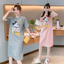 Maternity dress summer knee-length dress 2021 fashion item tide pregnant mother t-shirt dress womens summer net infrared out dress