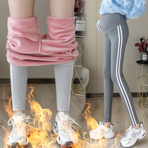 Maternity pants Winter fashion outside wear velvet thick leggings Winter warm cotton pants tide mom maternity pants