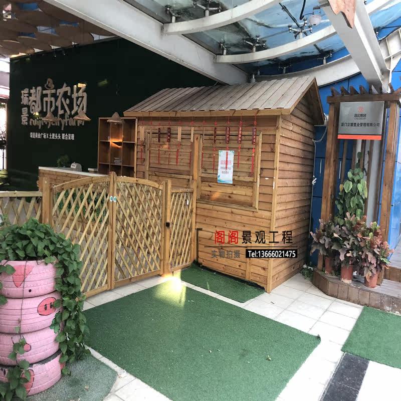 Outdoor Anticorrosive Wood Chalet Carbonated Wood Mobile Sales Kiosk Solid Wood Pavilion Equipment Room Security Kiosk Grandma Tea House