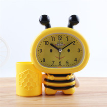 Bee Pen Holder Small Alarm Clock Watch Table 1*AA Powered Cl