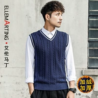 Áo len dệt kim nam cổ chữ V Nhật Bản không tay áo thun áo len cổ điển thanh niên mùa thu đông bộ vest nam trẻ trung