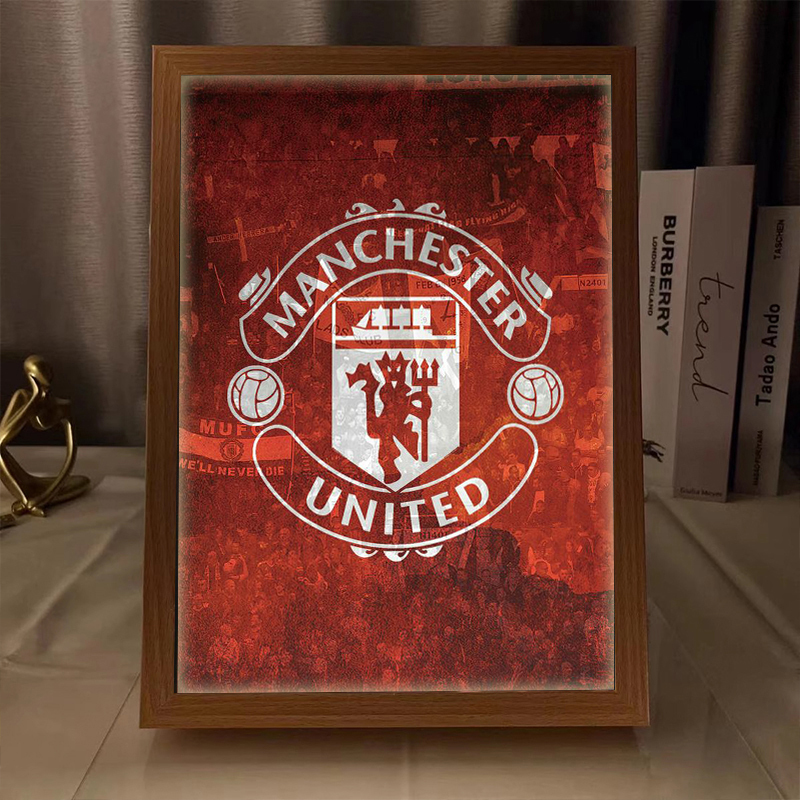 Football Team Emblem Light Painting Red Devils Manchester United Premier League Real Madrid Liverpool Peripheral Night Light Ornaments Photo Frame Painting Gift Football Team Emblem Light Painting Red Devils Manchester United Premier League Real Madrid Liverpool Peripheral Night Light Ornaments Photo Frame Painting Gift