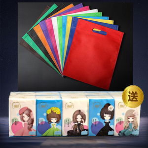 一个无纺布袋送亲约一条纸巾（10包）