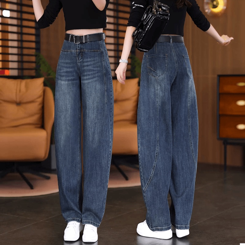 New Popular High-Waisted Scimitar-Cut Wide-Leg Jeans for Women, Casual Retro Straight-Leg Pants, Loose, Slimming, Versatile Pants New Popular High-Waisted Scimitar-Cut Wide-Leg Jeans for Women, Casual Retro Straight-Leg Pants, Loose, Slimming, Versatile Pants