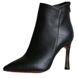 Демисезонная обувь на высоком каблуке, короткие сапоги с заостренным носом, коллекция 2021, подходит для подростков