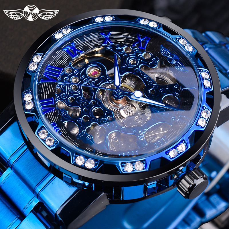Men's Mechanical Watch with Skeleton Design, Unique Style, Student Korean Version, Luminous, Simple, Fashionable and Trendy Wristwatch for Men