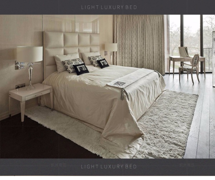 Sau Kemi Tia ánh sáng sang trọng giường da Fendi Fendi Ý master bedroom giường đôi Hồng Kông kiểu giường hôn nhân hiện đại - Giường giuong hop