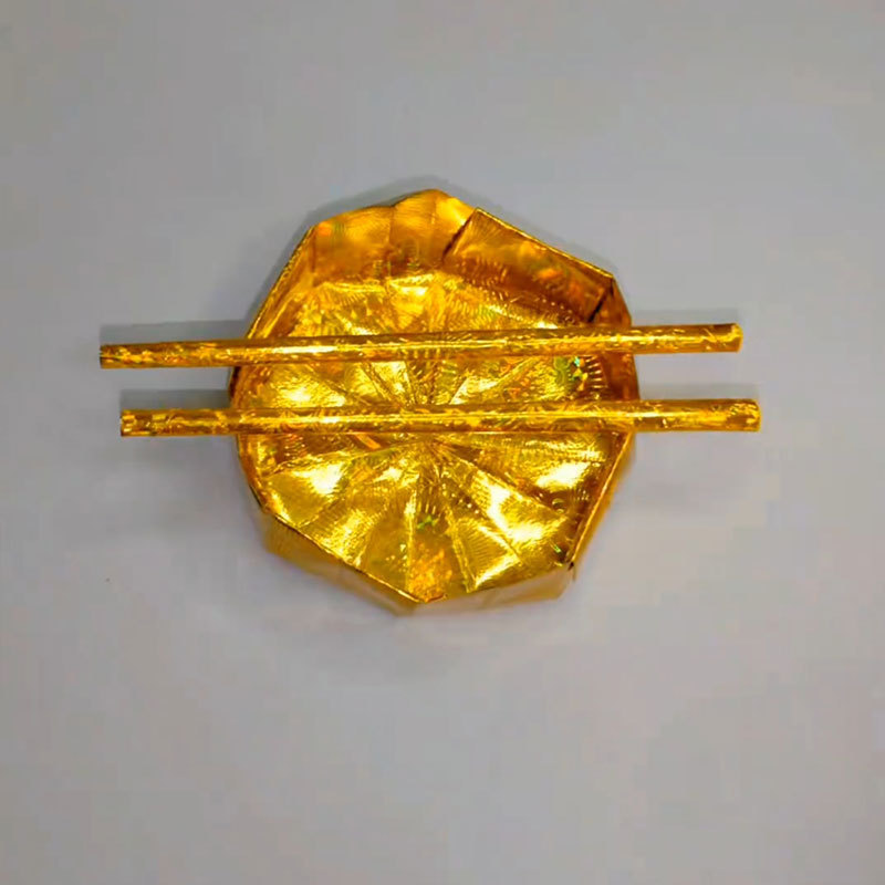 Gold Bowl Chopsticks Laser Gold Foil Paper 18×18cm