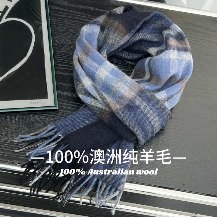 Selected Australian Wool Pure Wool Plaid Scarf British Classic Unisex Couple Style Winter Warm Scarf Selected Australian Wool Pure Wool Plaid Scarf British Classic Unisex Couple Style Winter Warm Scarf
