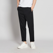 Momake Tencel Mens Pants Casual Pants Thin Spring and Autumn Straight Loose Trend Pants Solid Color 9 ankle-length pants Tide
