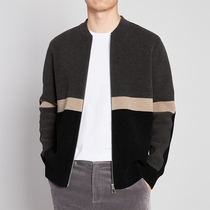 Mormacko knitted cardigan jacket mens autumn and winter thickened imitation cashmere zipper striped sweater casual jacket tide