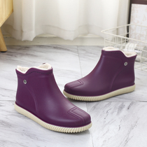 Rain Boots Female Non-slip Abrasion Resistant Short Drum Water Boots Fashion Outwear Waterproof Rain Shoes Women Spring Outdoor Thickened Garnter Water Shoes