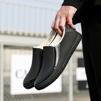 Fashion Models Outwear Short Drum Rain Boots Winter Mens Gush Warm Low Helps Water Boots Outdoor Work Non-slip Rain Shoes Men