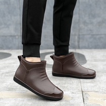 Casual Fashion Models Outwear Men Short Drum Rain Boots Outdoor Car Wash Work Non-slip Waterproof Shoes Thick Underwear Rain Shoes