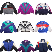 Old vintage Harajuku Street Loose Print Contrast Color Pair Coat Baseball Clothing Thin Men and Women F1