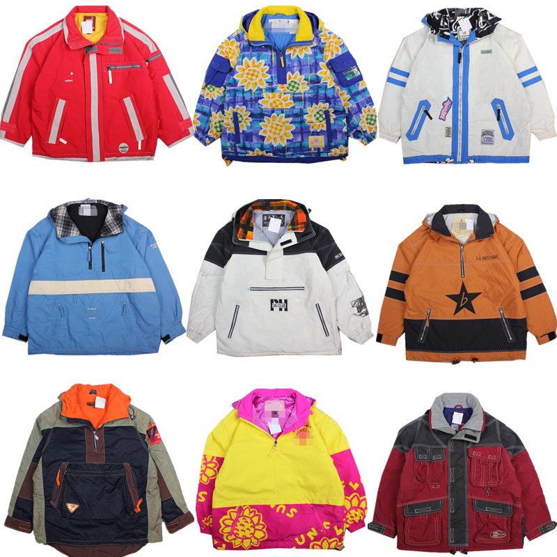 Ancient vintage outdoor warm and waterproof fluorescent thunderbolt semi - zipper skisuit for men and women F52