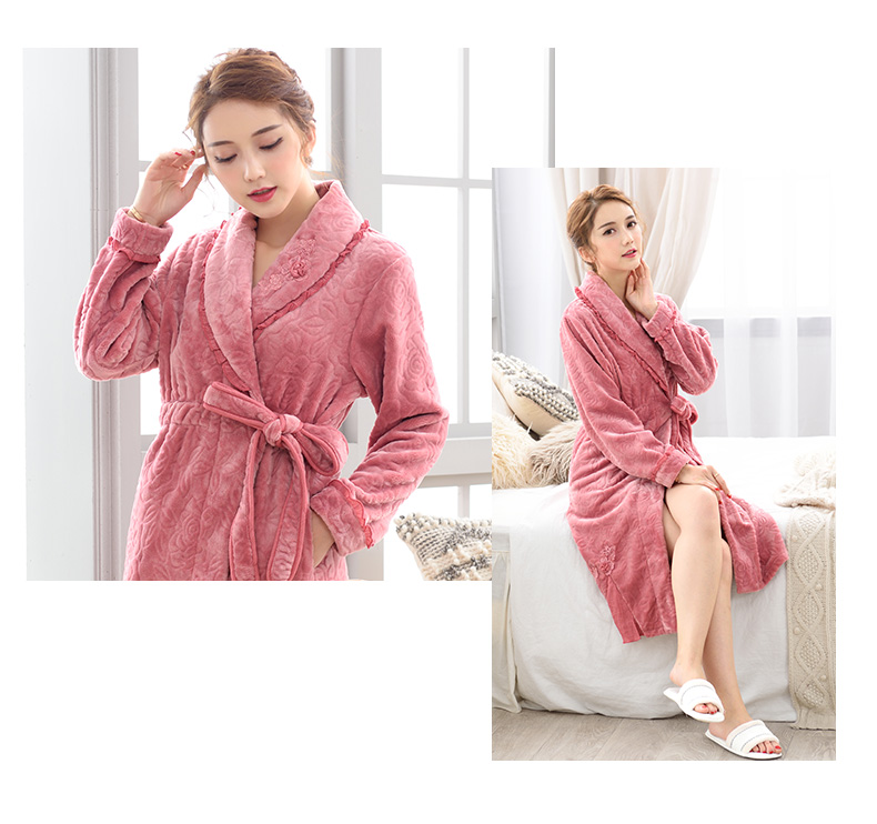 Áo ngủ flannel nữ mùa đông dày ấm áp và dài san hô lông cừu đồ ngủ áo choàng tắm áo tắm mùa thu và mùa đông dịch vụ nhà áo ngủ