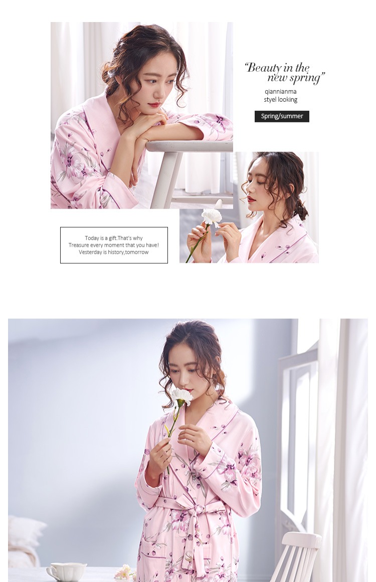 Áo ngủ nữ mùa xuân cộng với đồ ngủ cotton dài tay áo choàng cotton dài tay áo choàng mùa xuân và mùa thu yukata áo choàng kiểu Nhật đồ lót