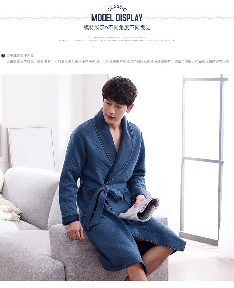 Áo ngủ gác lửng nam mùa đông dày và phần dài của áo choàng cotton mùa thu và mùa đông kích thước lớn phần mỏng áo choàng ngủ đồ ngủ đồ ngủ nữ mùa đông