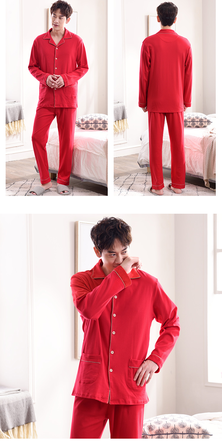 Mùa xuân và mùa thu vài bộ đồ ngủ cotton dài tay phù hợp với đám cưới lớn màu đỏ đám cưới cô dâu lễ hội mùa thu và mùa đông phục vụ nhà phụ nữ - Cha mẹ và con bộ jumpsuit hoạt hình cho bé và mẹ