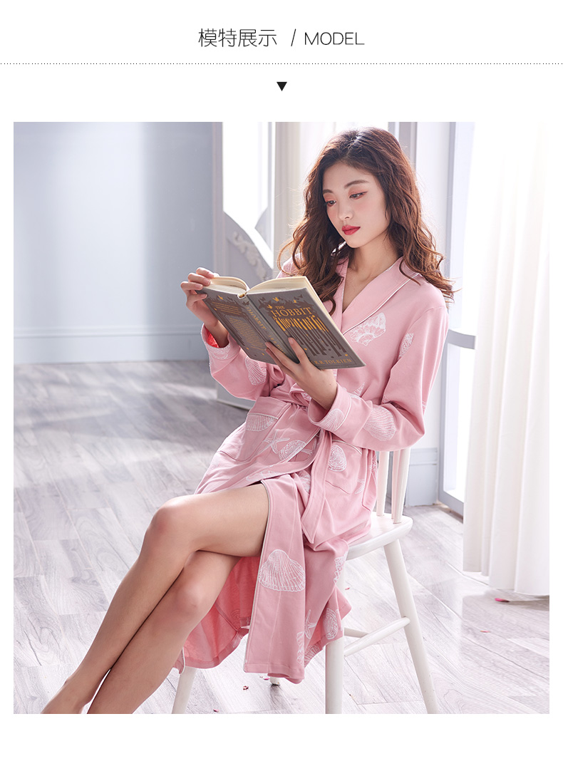 Bộ đồ ngủ mùa xuân và mùa thu của phụ nữ áo choàng dài tay cotton nữ cộng với áo choàng dài yukata Nhật Bản áo ngủ đẹp