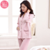 Bộ đồ ngủ mùa xuân của phụ nữ cotton dài tay cotton cardigan trung niên mẹ dịch vụ nhà - Cha mẹ và con đồ bộ trung niên Cha mẹ và con