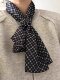 Korean Style ins Plaid Silk Scarf, Retro Literary Fashion Versatile Long Scarf, Neckerchief, Elegant Simple Accessory for Women
