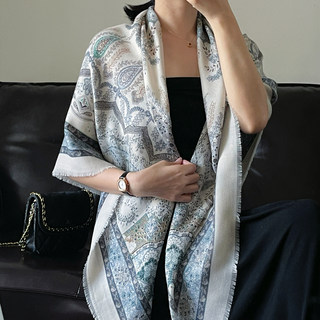 Jiaolingzi Double-Sided Printed Genuine Cotton and Linen Scarf for Women, 130cm, Spring and Autumn, Elegant, Warm, Silk-Like, Versatile Large Shawl