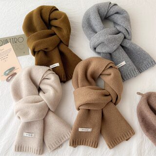 Selected Australian Pure Wool Blended Cashmere Scarf 2024 New Versatile Winter Warm Knitted Neck Warmer for Men and Women