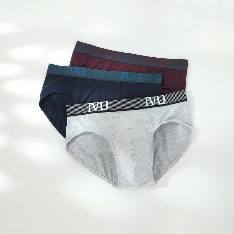[Pack of 3] Ivu Men's Thin Cotton Underwear Mid-Waist Briefs Up30049 399